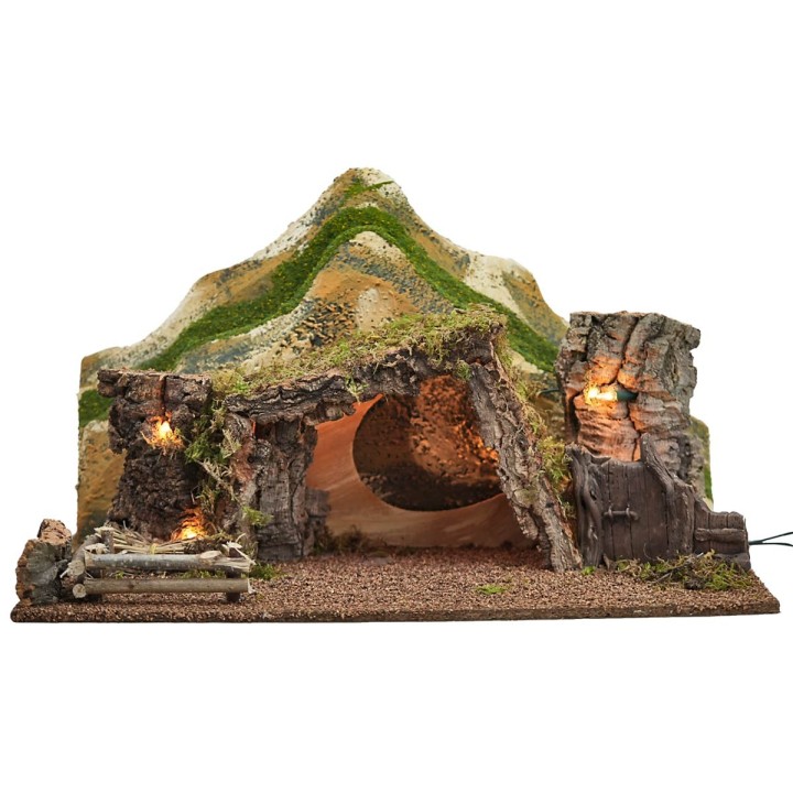 Capanna illuminata con montagne cm 57x34x33 h