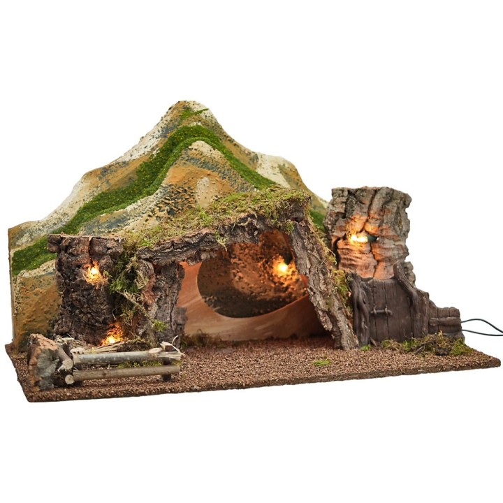 Capanna illuminata con montagne cm 57x34x33 h