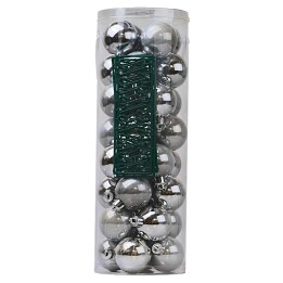 Juego de 32 bolas plateadas ø 5 cm para árbol de Navidad