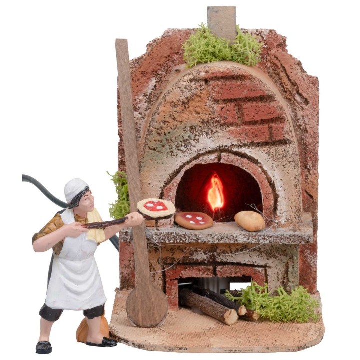 Forno arrotondato con luce effetto fuoco cm 10x9x15h