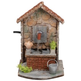 Fontana funzionante stile rustico con tetto spiovente cm
