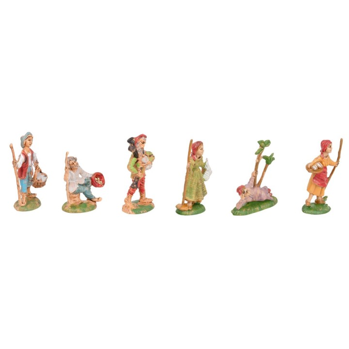 Set 6 statuine da 6 cm per presepe