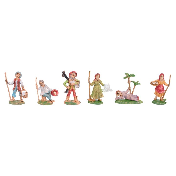 Set 6 statuine da 6 cm per presepe