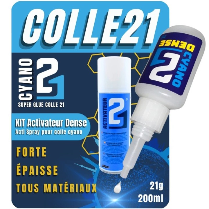 Kit colla cianoacrilato denso Colle21 gr 21+attivatore spray