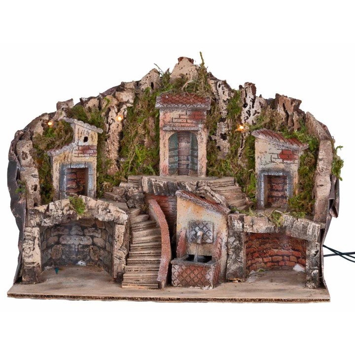 Presepe illuminato con fontana 50x25x35 cm