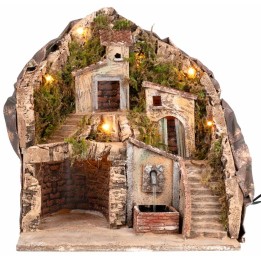 Presepe illuminato con fontana 34x27x38h