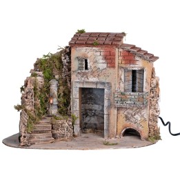 Rustic house with working column Nasone fountain 37x25x28h