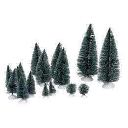 Set of 16 snow-covered pines from 4.5 to 22.5 cm high