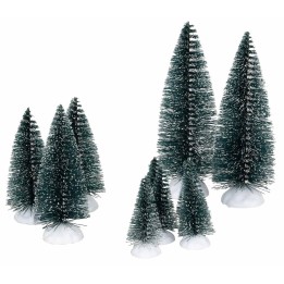 Set de 9 pinos efecto nieve de 4,5 a 22,5 cm