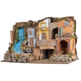 Nativity scene with lights and waterfall 80x50x52