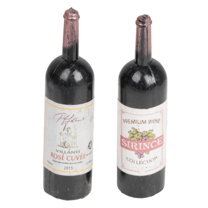 Set of 2 wine bottles 5 cm h