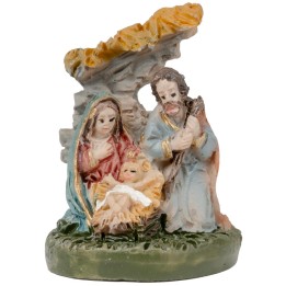 Natividad 3 sujetos bloque con muro detrás 2,5 cm en resina