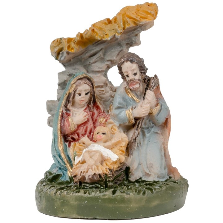 Nativity 3 subjects block with wall behind 2.5 cm in resin