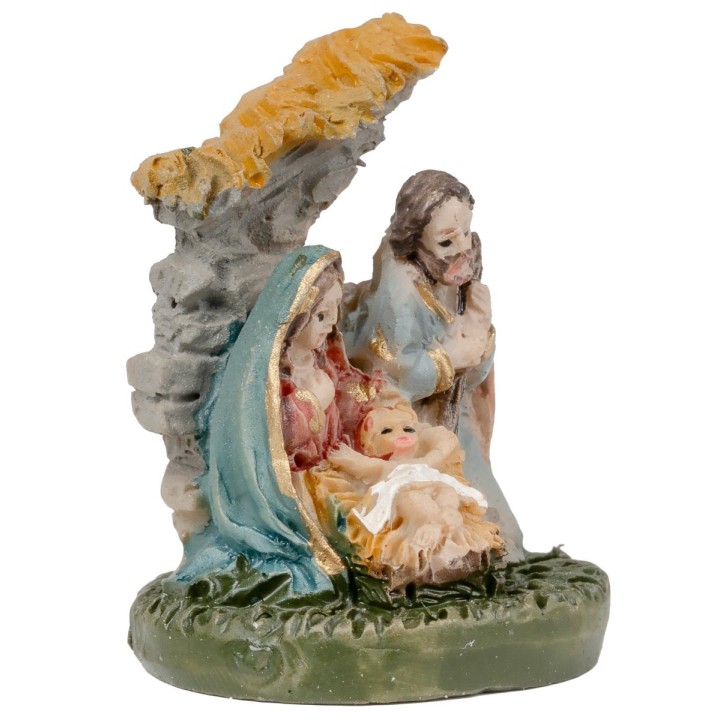 Natividad 3 sujetos bloque con muro detrás 2,5 cm en resina