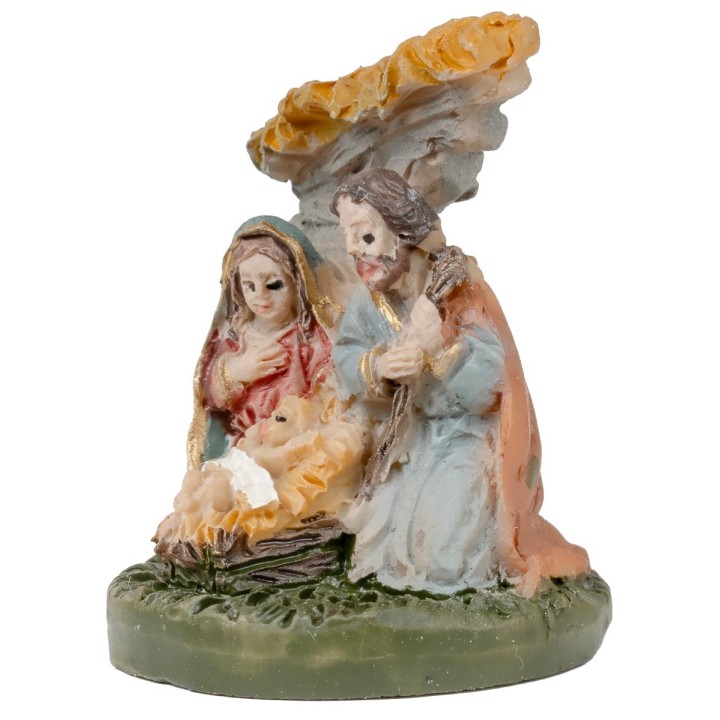Nativity 3 subjects block with wall behind 2.5 cm in resin