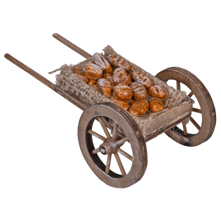 Wooden cart with bread cm 14x7x5.5 h