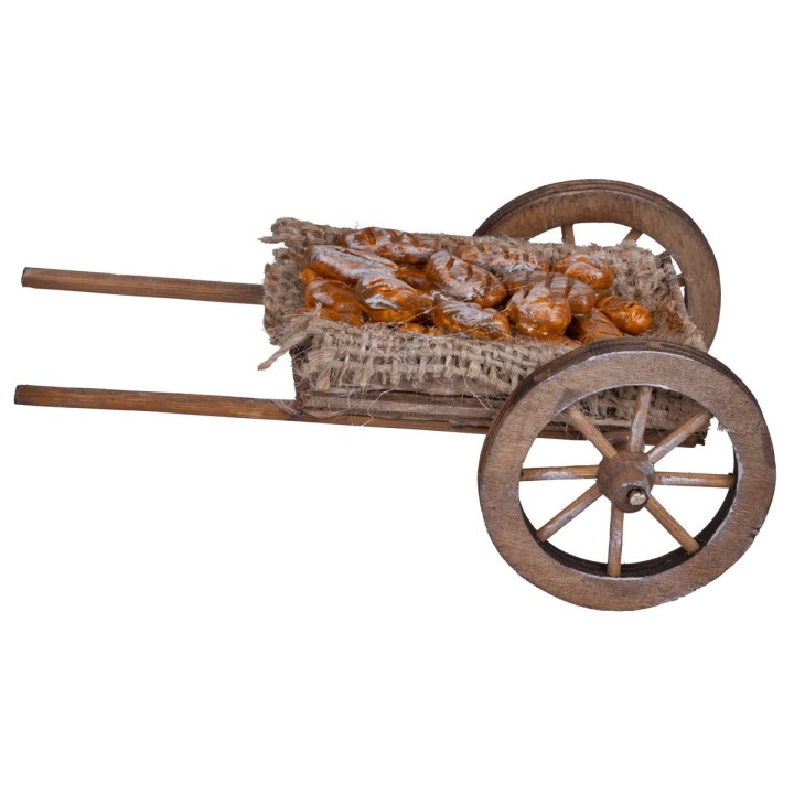 Wooden cart with bread cm 14x7x5.5 h