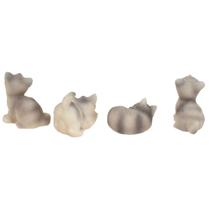 Set of 4 assorted gray cats
