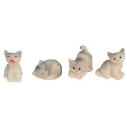 Set of 4 assorted gray cats