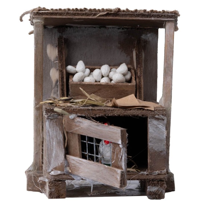 Bench with eggs and hen cm 8.5x5.5x10 h