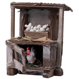 Banco con uova e gallina cm 8,5x5,5x10 h
