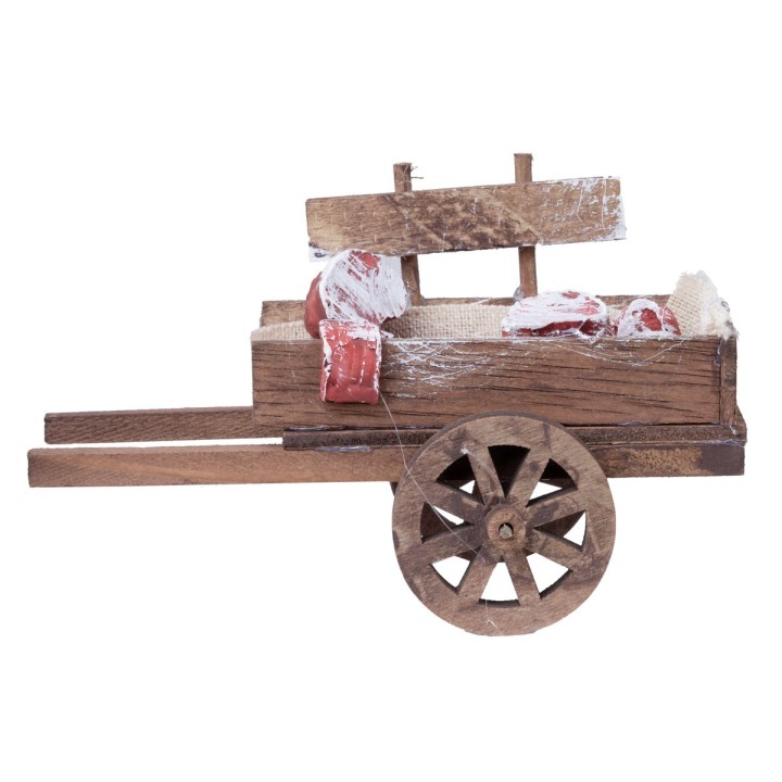 Carretto in legno con salumi e carne