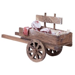 Wooden cart with cured meats and meat