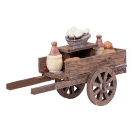 Carreta de madera con botellas