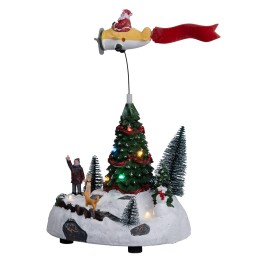 Christmas carousel with Santa Claus on moving airplane complete