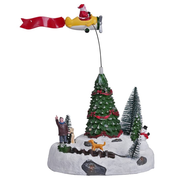Christmas carousel with Santa Claus on moving airplane complete