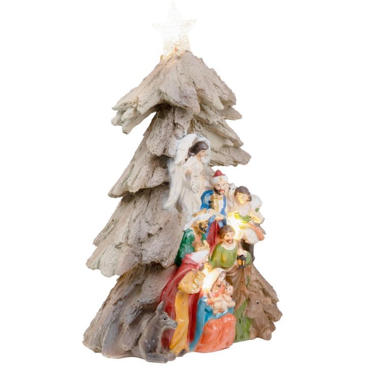 Nacimiento en bloque con forma de árbol de Navidad con estrella