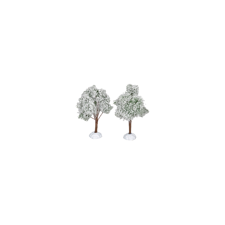 Set 2 alberi innevati con base 15 cm