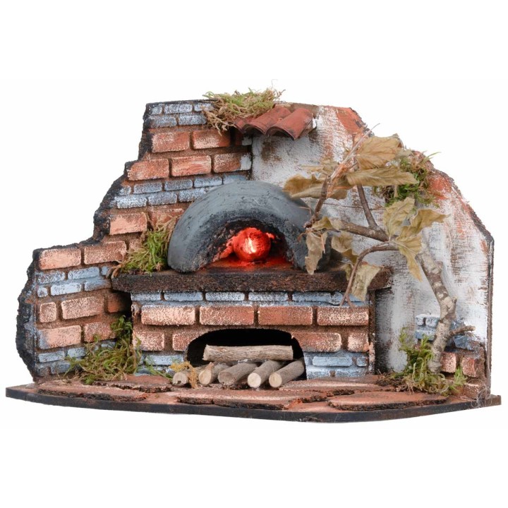 Forno ad angolo per fornaio con luce effetto fuoco cm