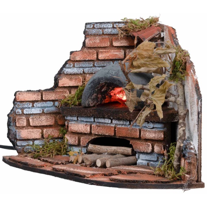 Forno ad angolo per fornaio con luce effetto fuoco cm