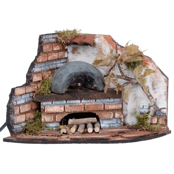 Forno ad angolo per fornaio con luce effetto fuoco cm