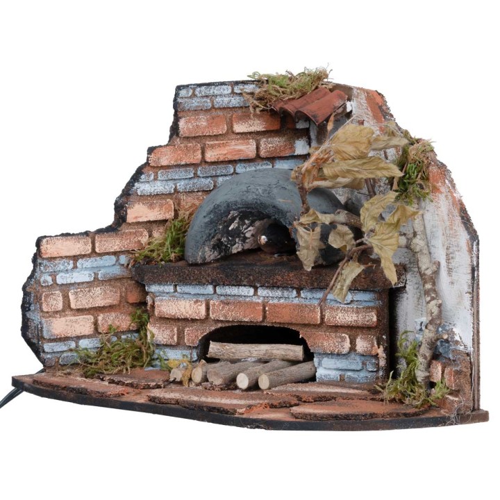 Forno ad angolo per fornaio con luce effetto fuoco cm
