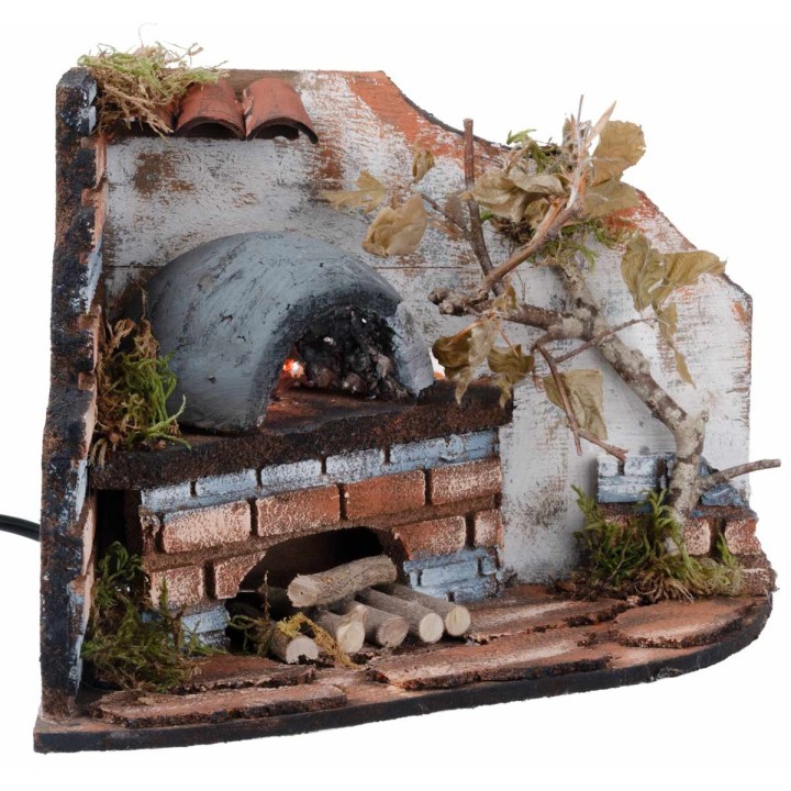 Forno ad angolo per fornaio con luce effetto fuoco cm