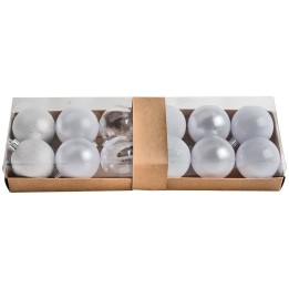 Set 12 palline bianche ø 6 cm per albero di Natale