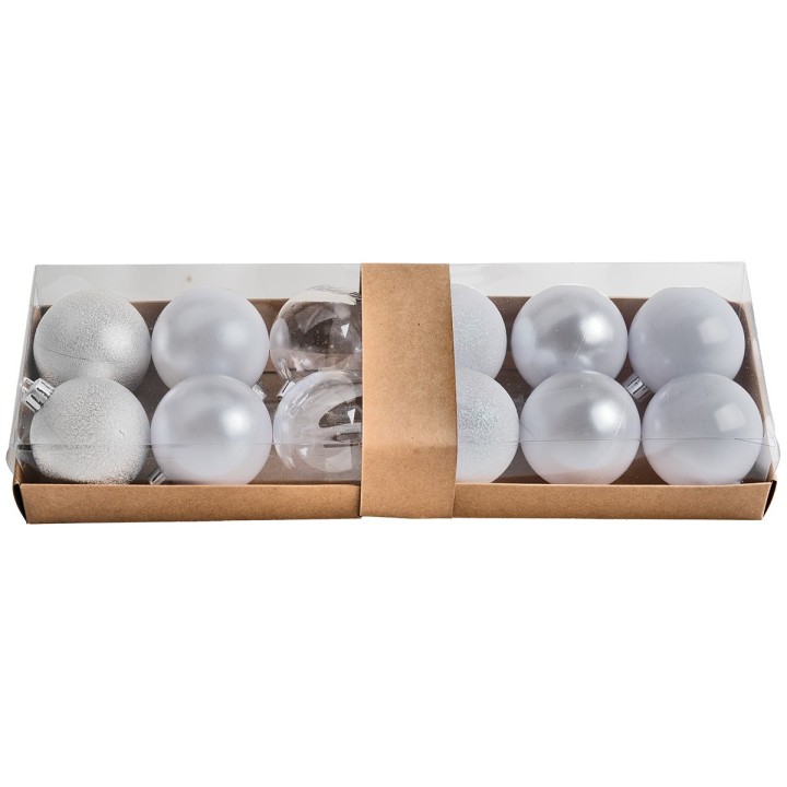 Set 12 palline bianche ø 6 cm per albero di Natale