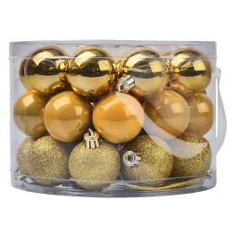 Round box with handle 42 gold balls ø 5 cm assorted