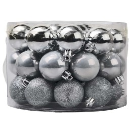 Round box with handle 42 assorted silver balls ø 5 cm