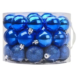 Box tondo con manico 42 palline blu ø 5 cm assortite