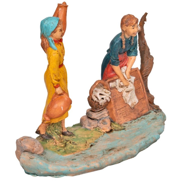 Woman with amphora and washerwoman with base 10 cm series in PVC