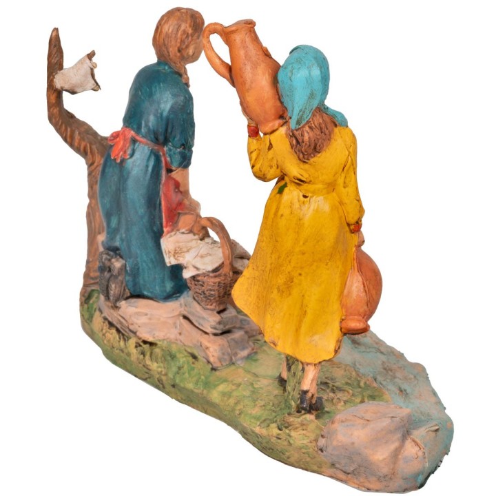 Woman with amphora and washerwoman with base 10 cm series in PVC