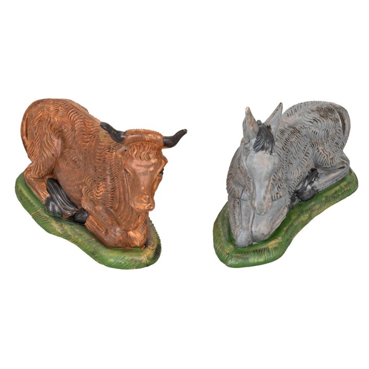 Set of sitting ox and donkey series 15-18 cm