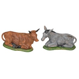 Set of sitting ox and donkey series 15-18 cm