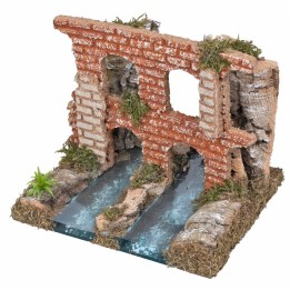 Tramo de río doble con acueducto romano cm 18x15x15 h