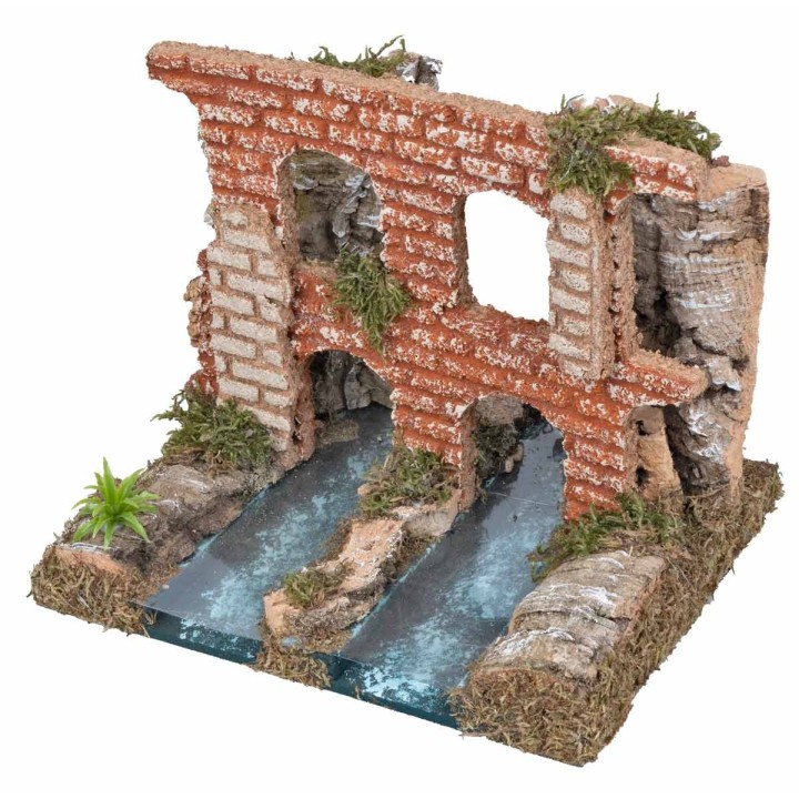 Double river section with Roman aqueduct cm 18x15x15 h