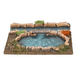 Tramo de río efecto profundidad con puentecillo cm 25,5x18x1 h