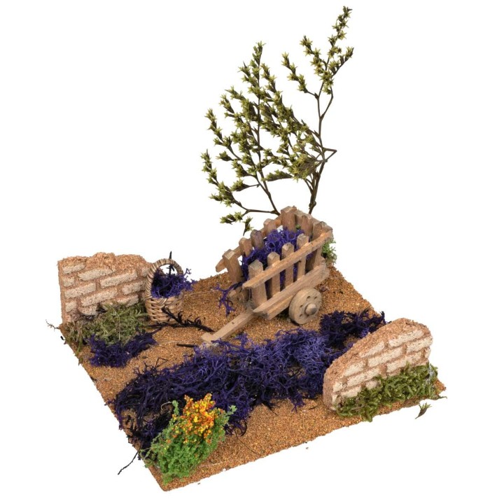 Campo di Lavanda con carretto cm 15x13x15 h